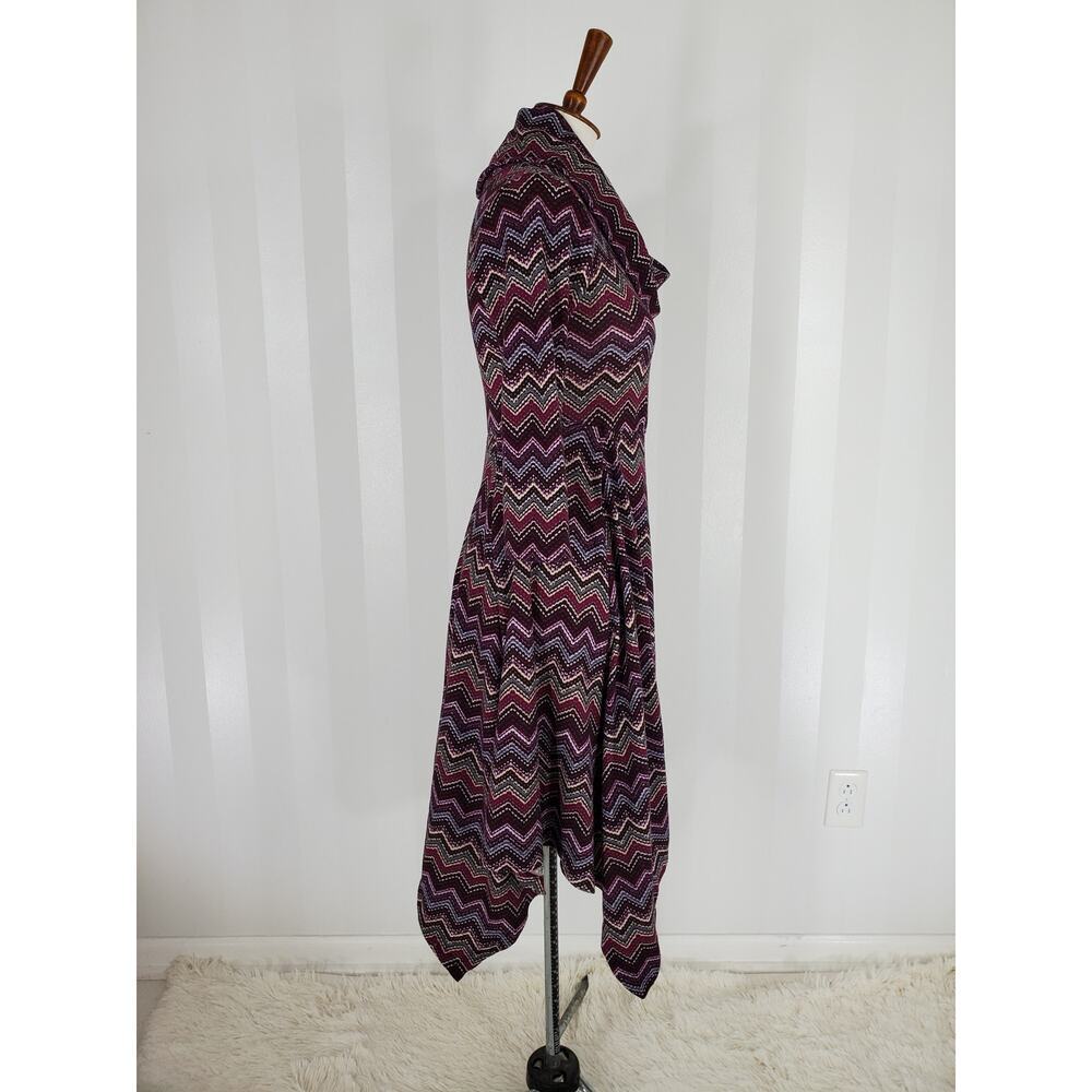 COREY P Women's Multicolor Cowl Neck Handkerchief Hemline Sweater Dress Sz S - Picture 2 of 10